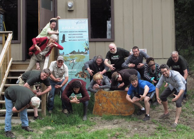 The group imitates water scorpions - a technique learned from Brian!  Photo by Eryne Donahue.