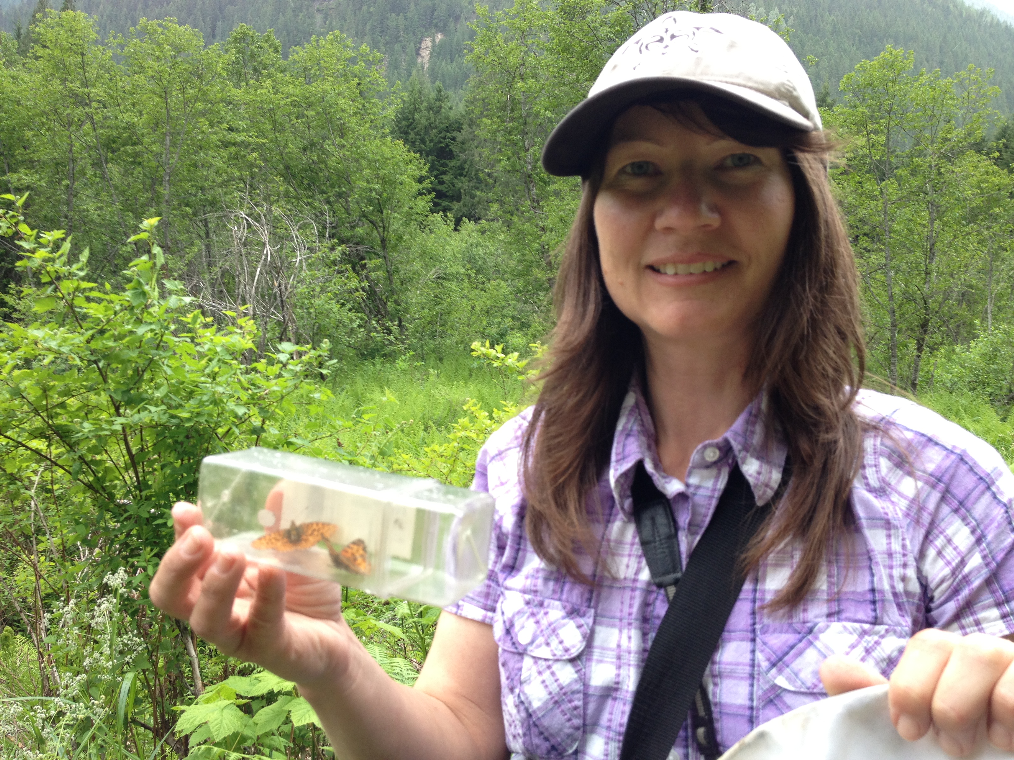 Janice Arndt showing us her catch. Photo by Neil Fletcher.
