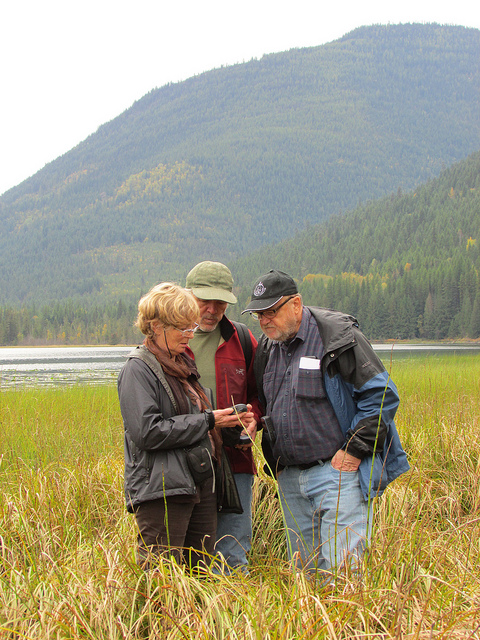 Participants mapping a wetland on Lower Little Slocan Lake