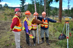 Tom Biebighauser (right) discussing designing for 15% slope.