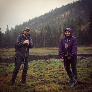 Neil and I assessing McLachlan Lake by doing soil core samples and plant inventory. This wetland has been overgrazed by roaming cattle and further degraded by off-road mud-boggers.
